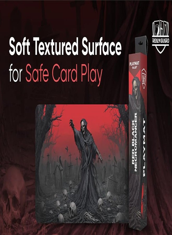 Realm Guard حارس العالم - بساط لعب TCG/MTG مقاس 14x24 (ساحر أسود/أحمر) - Image 3